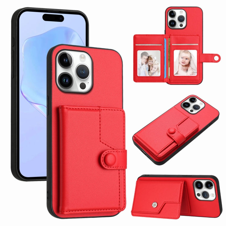 Borsa per carte con bottone RFID Custodia antifurto per telefono, For iPhone 16 Pro Max, For iPhone 16 Pro, For iPhone 16 Plus, For iPhone 16