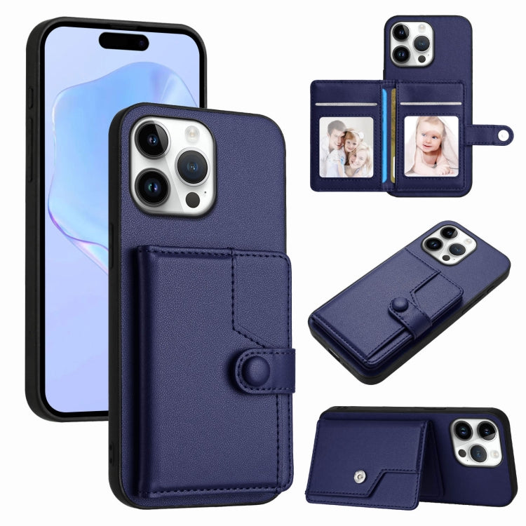 Borsa per carte con bottone RFID Custodia antifurto per telefono, For iPhone 16 Pro Max, For iPhone 16 Pro, For iPhone 16 Plus, For iPhone 16