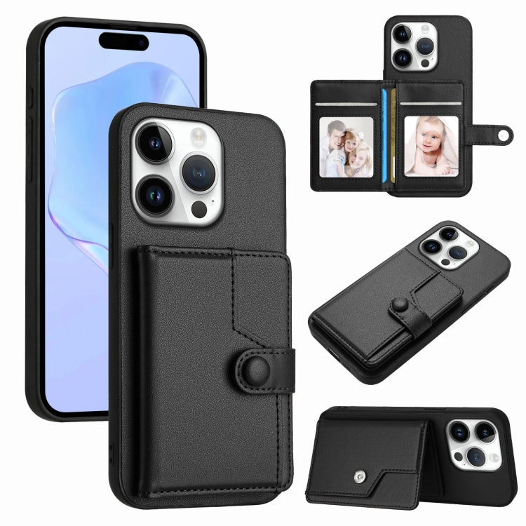 Borsa per carte con bottone RFID Custodia antifurto per telefono, For iPhone 16 Pro Max, For iPhone 16 Pro, For iPhone 16 Plus, For iPhone 16