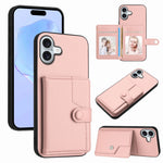 Borsa per carte con bottone RFID Custodia antifurto per telefono, For iPhone 16 Pro Max, For iPhone 16 Pro, For iPhone 16 Plus, For iPhone 16