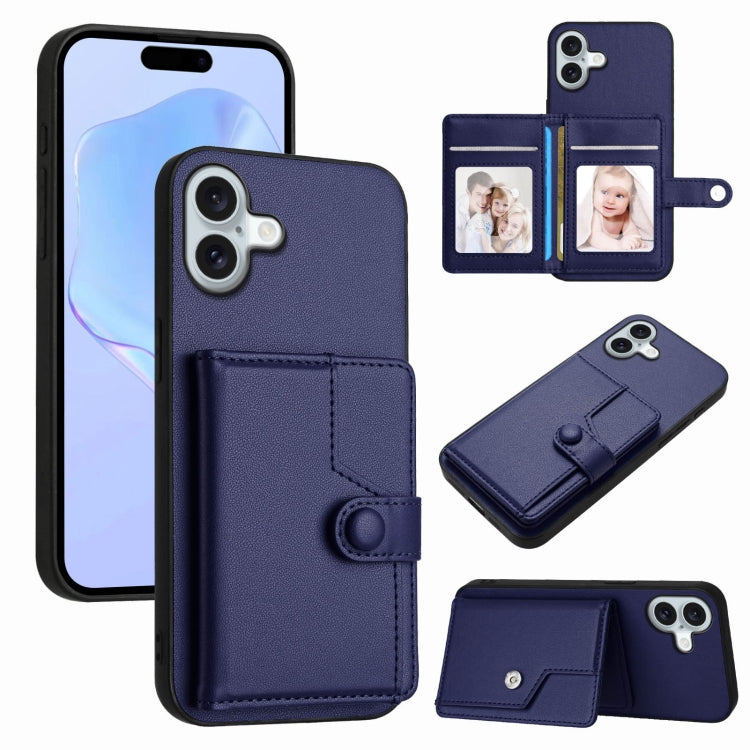 Borsa per carte con bottone RFID Custodia antifurto per telefono, For iPhone 16 Pro Max, For iPhone 16 Pro, For iPhone 16 Plus, For iPhone 16
