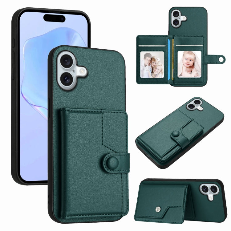 Borsa per carte con bottone RFID Custodia antifurto per telefono, For iPhone 16 Pro Max, For iPhone 16 Pro, For iPhone 16 Plus, For iPhone 16