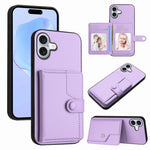 Borsa per carte con bottone RFID Custodia antifurto per telefono, For iPhone 16 Pro Max, For iPhone 16 Pro, For iPhone 16 Plus, For iPhone 16