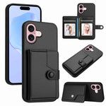 Borsa per carte con bottone RFID Custodia antifurto per telefono, For iPhone 16 Pro Max, For iPhone 16 Pro, For iPhone 16 Plus, For iPhone 16