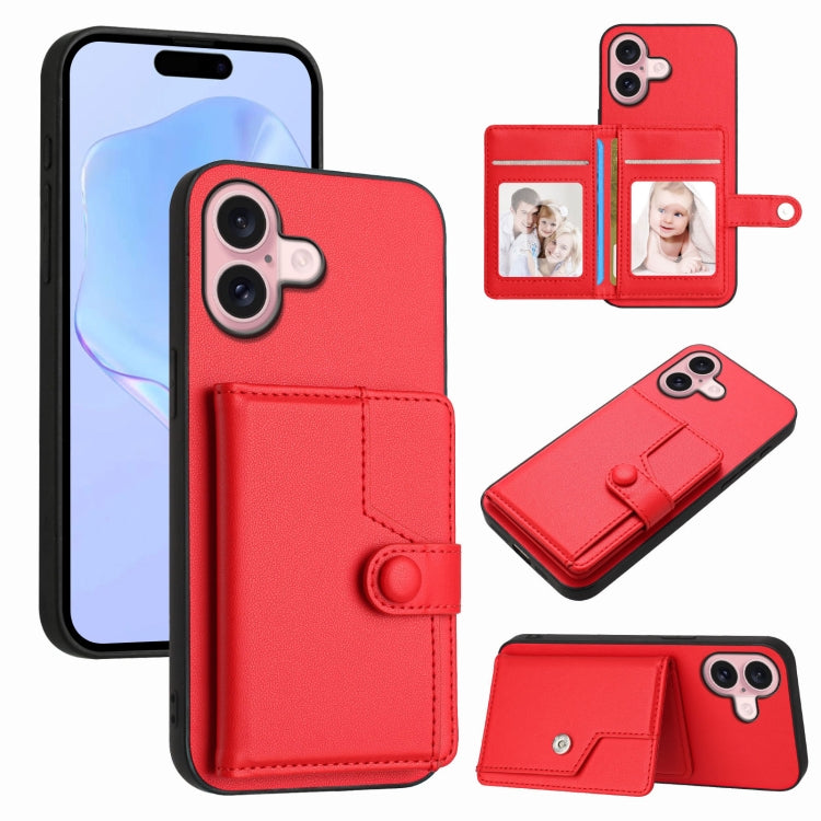 Borsa per carte con bottone RFID Custodia antifurto per telefono, For iPhone 16 Pro Max, For iPhone 16 Pro, For iPhone 16 Plus, For iPhone 16