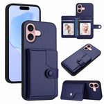 Borsa per carte con bottone RFID Custodia antifurto per telefono, For iPhone 16 Pro Max, For iPhone 16 Pro, For iPhone 16 Plus, For iPhone 16