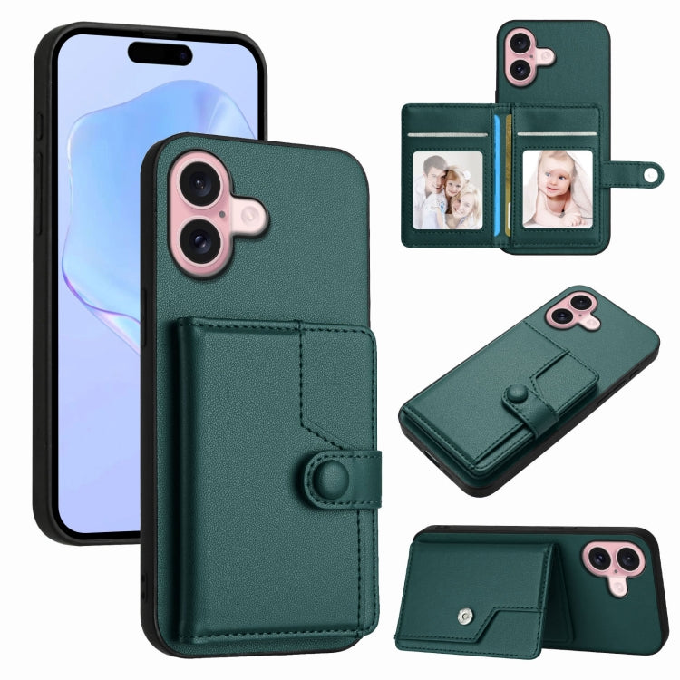 Borsa per carte con bottone RFID Custodia antifurto per telefono, For iPhone 16 Pro Max, For iPhone 16 Pro, For iPhone 16 Plus, For iPhone 16