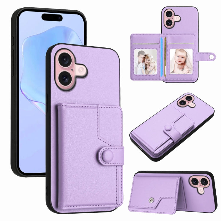 Borsa per carte con bottone RFID Custodia antifurto per telefono, For iPhone 16 Pro Max, For iPhone 16 Pro, For iPhone 16 Plus, For iPhone 16