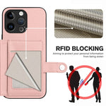 Borsa per carte con bottone RFID Custodia antifurto per telefono, For iPhone 15 Pro Max, For iPhone 15 Pro, For iPhone 15 Plus, For iPhone 15