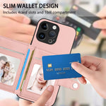 Borsa per carte con bottone RFID Custodia antifurto per telefono, For iPhone 15 Pro Max, For iPhone 15 Pro, For iPhone 15 Plus, For iPhone 15