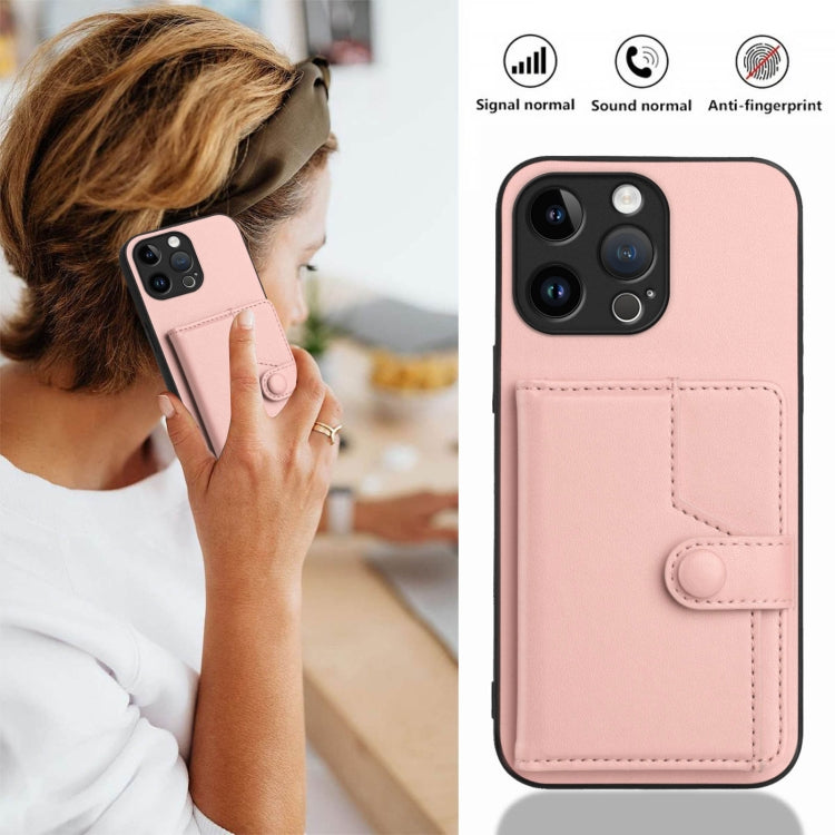 Borsa per carte con bottone RFID Custodia antifurto per telefono, For iPhone 15 Pro Max, For iPhone 15 Pro, For iPhone 15 Plus, For iPhone 15