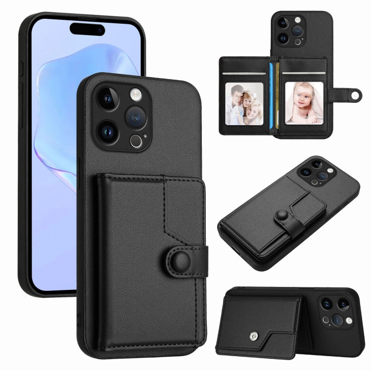 Borsa per carte con bottone RFID Custodia antifurto per telefono, For iPhone 15 Pro Max, For iPhone 15 Pro, For iPhone 15 Plus, For iPhone 15