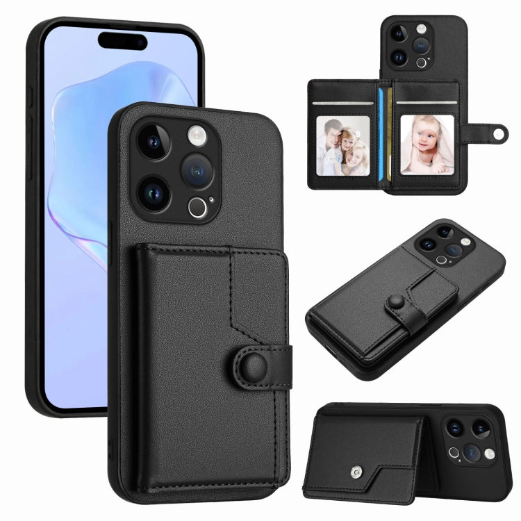Borsa per carte con bottone RFID Custodia antifurto per telefono, For iPhone 15 Pro Max, For iPhone 15 Pro, For iPhone 15 Plus, For iPhone 15