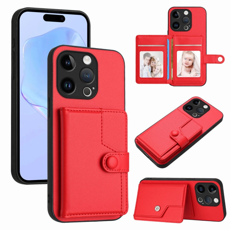 Borsa per carte con bottone RFID Custodia antifurto per telefono, For iPhone 15 Pro Max, For iPhone 15 Pro, For iPhone 15 Plus, For iPhone 15