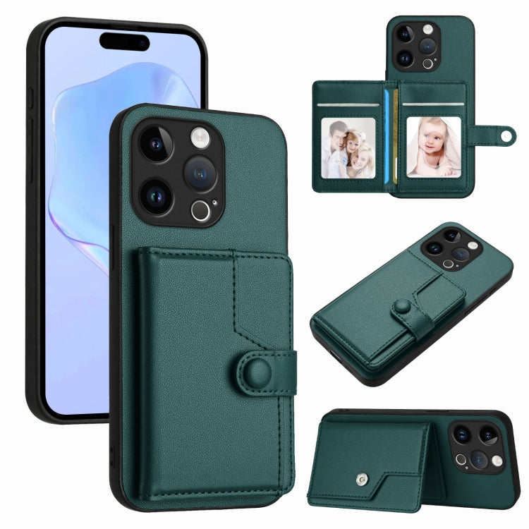 Borsa per carte con bottone RFID Custodia antifurto per telefono, For iPhone 15 Pro Max, For iPhone 15 Pro, For iPhone 15 Plus, For iPhone 15