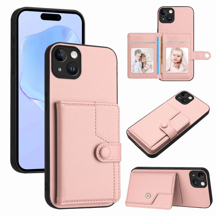 Borsa per carte con bottone RFID Custodia antifurto per telefono, For iPhone 15 Pro Max, For iPhone 15 Pro, For iPhone 15 Plus, For iPhone 15