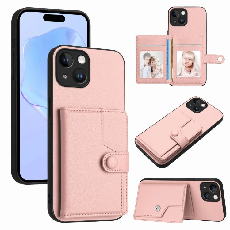 Borsa per carte con bottone RFID Custodia antifurto per telefono, For iPhone 15 Pro Max, For iPhone 15 Pro, For iPhone 15 Plus, For iPhone 15