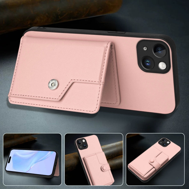Borsa per carte con bottone RFID Custodia antifurto per telefono, For iPhone 14 Plus, For iPhone 14, For iPhone 14 Pro, For iPhone 14 Pro Max