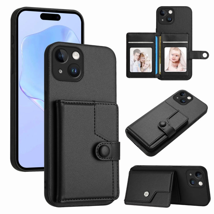 Borsa per carte con bottone RFID Custodia antifurto per telefono, For iPhone 14 Plus, For iPhone 14, For iPhone 14 Pro, For iPhone 14 Pro Max