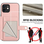 Borsa per carte con bottone RFID Custodia antifurto per telefono, For iPhone 12 mini, For iPhone 11 Pro Max, For iPhone 11, For iPhone 11 Pro