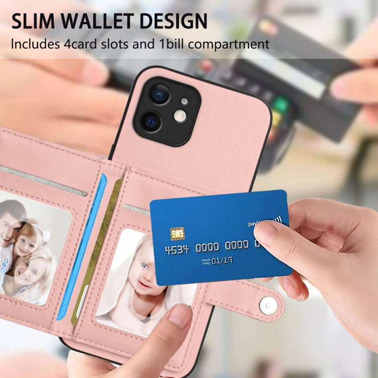 Borsa per carte con bottone RFID Custodia antifurto per telefono, For iPhone 12 mini, For iPhone 11 Pro Max, For iPhone 11, For iPhone 11 Pro