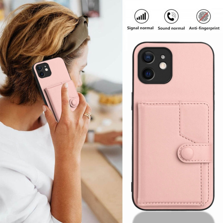 Borsa per carte con bottone RFID Custodia antifurto per telefono, For iPhone 12 mini, For iPhone 11 Pro Max, For iPhone 11, For iPhone 11 Pro