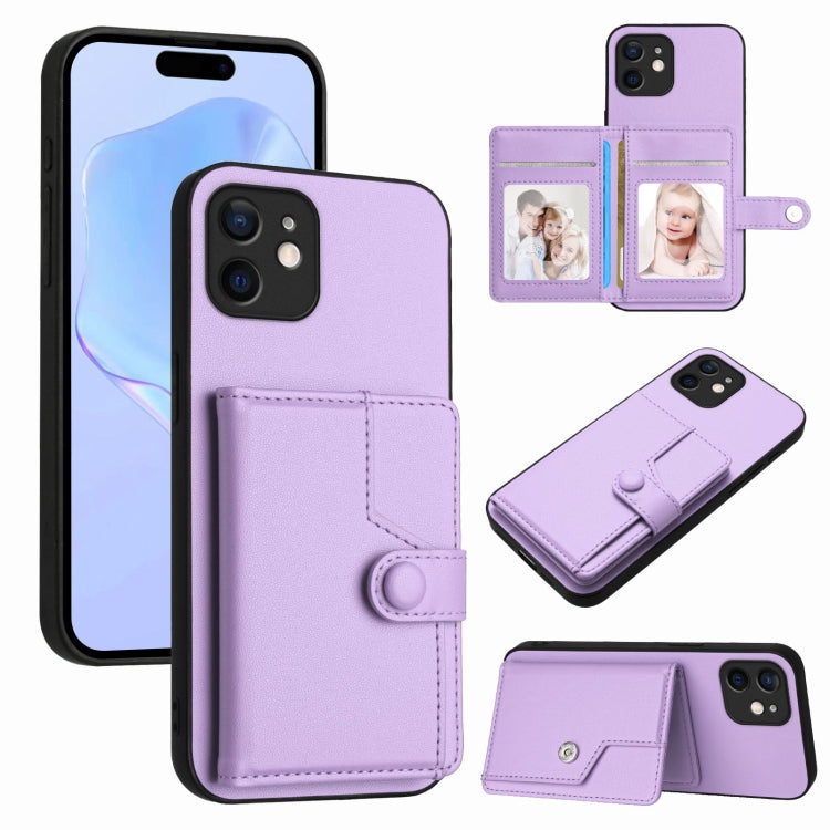 Borsa per carte con bottone RFID Custodia antifurto per telefono, For iPhone 12 mini, For iPhone 11 Pro Max, For iPhone 11, For iPhone 11 Pro