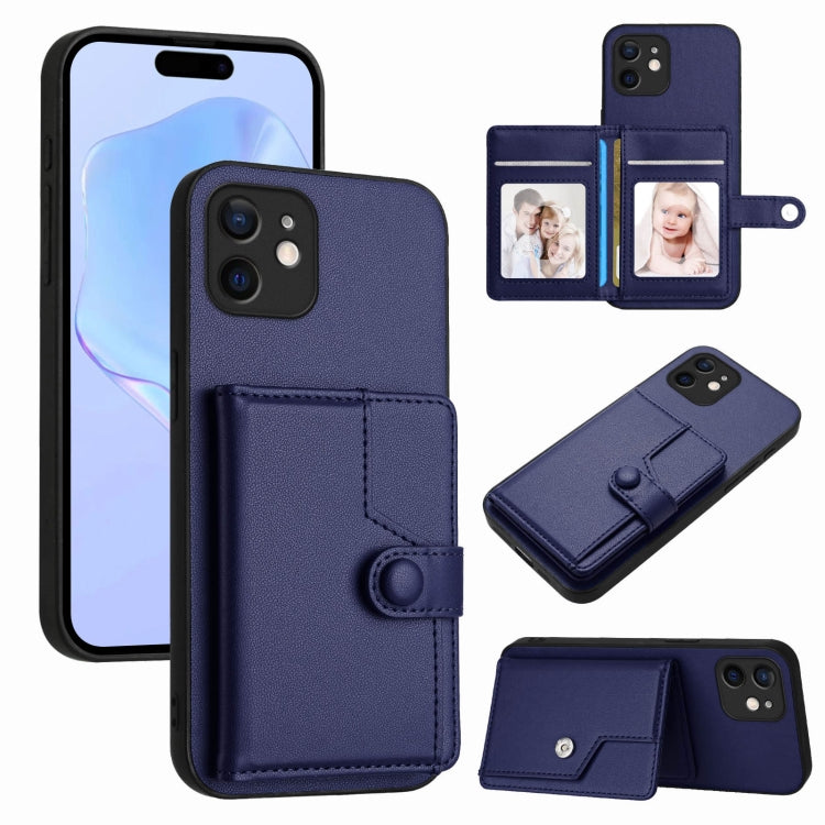 Borsa per carte con bottone RFID Custodia antifurto per telefono, For iPhone 12 mini, For iPhone 11 Pro Max, For iPhone 11, For iPhone 11 Pro