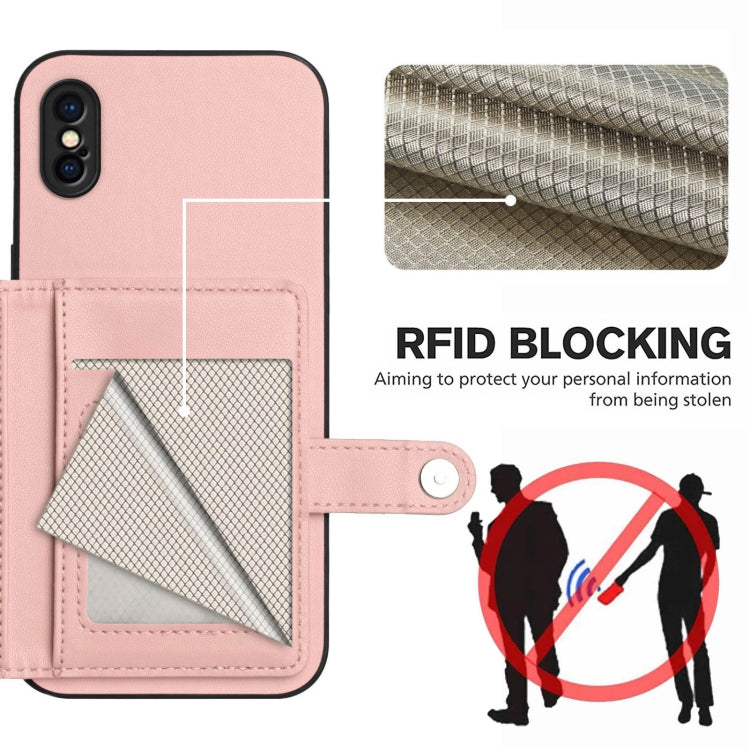 Borsa per carte con bottone RFID Custodia antifurto per telefono, For iPhone XS / X, For iPhone XR, For iPhone XS Max, For iPhone 8 Plus / 7 Plus