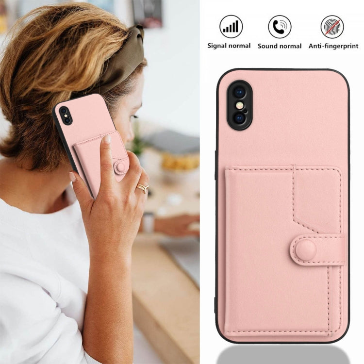 Borsa per carte con bottone RFID Custodia antifurto per telefono, For iPhone XS / X, For iPhone XR, For iPhone XS Max, For iPhone 8 Plus / 7 Plus