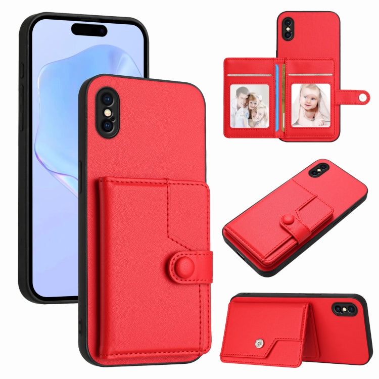 Borsa per carte con bottone RFID Custodia antifurto per telefono, For iPhone XS / X, For iPhone XR, For iPhone XS Max, For iPhone 8 Plus / 7 Plus