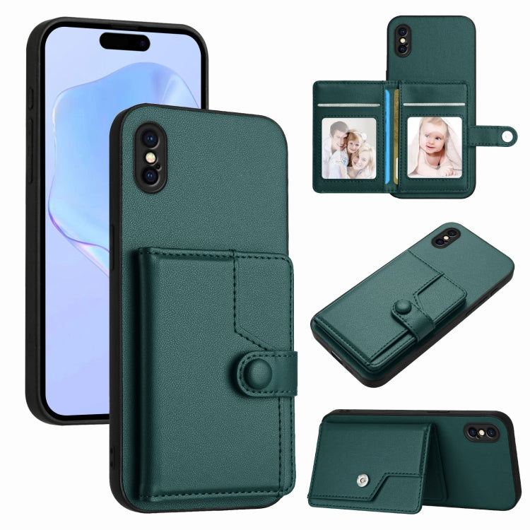 Borsa per carte con bottone RFID Custodia antifurto per telefono, For iPhone XS / X, For iPhone XR, For iPhone XS Max, For iPhone 8 Plus / 7 Plus