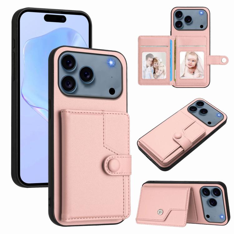 Borsa per carte con bottone RFID Custodia antifurto per telefono, For iPhone 17 Pro Max, For iPhone 17 Pro, For iPhone 17, For iPhone Air