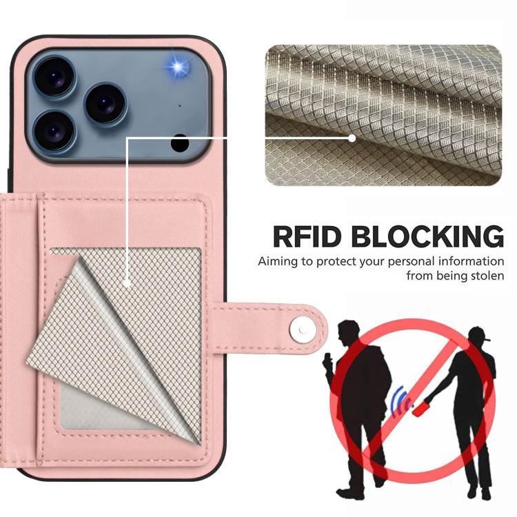 Borsa per carte con bottone RFID Custodia antifurto per telefono, For iPhone 17 Pro Max, For iPhone 17 Pro, For iPhone 17, For iPhone Air
