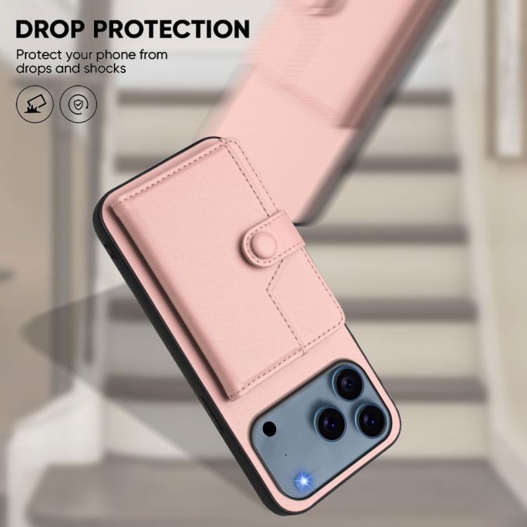 Borsa per carte con bottone RFID Custodia antifurto per telefono, For iPhone 17 Pro Max, For iPhone 17 Pro, For iPhone 17, For iPhone Air
