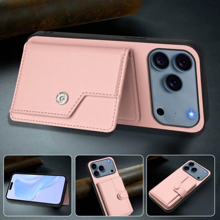 Borsa per carte con bottone RFID Custodia antifurto per telefono, For iPhone 17 Pro Max, For iPhone 17 Pro, For iPhone 17, For iPhone Air