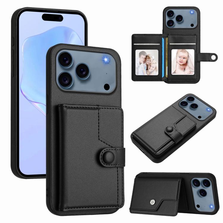 Borsa per carte con bottone RFID Custodia antifurto per telefono, For iPhone 17 Pro Max, For iPhone 17 Pro, For iPhone 17, For iPhone Air