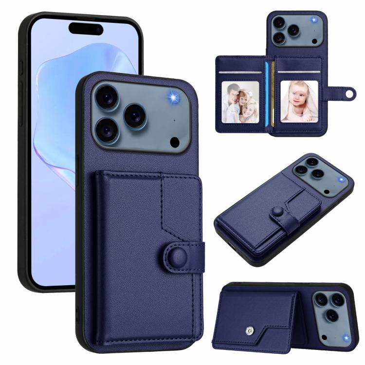 Borsa per carte con bottone RFID Custodia antifurto per telefono, For iPhone 17 Pro Max, For iPhone 17 Pro, For iPhone 17, For iPhone Air
