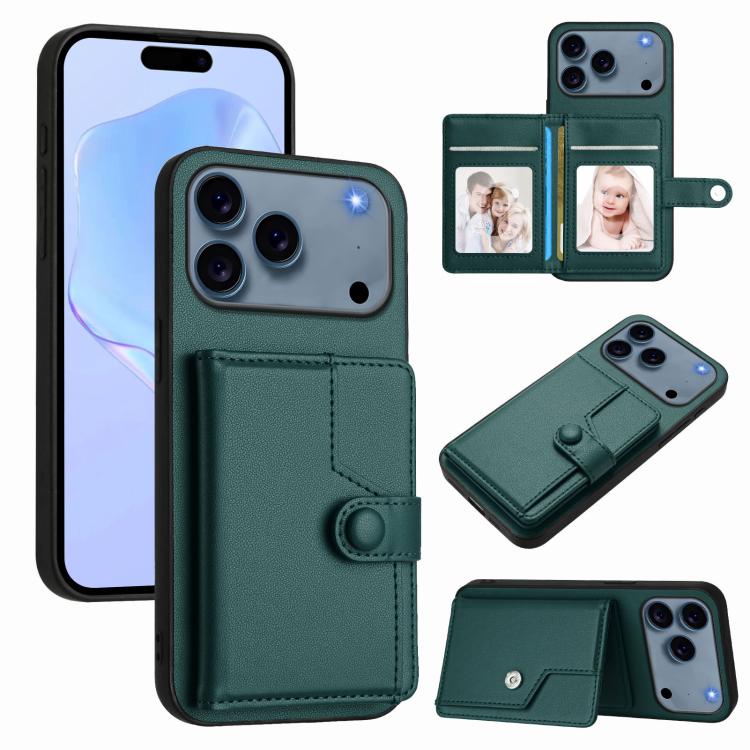Borsa per carte con bottone RFID Custodia antifurto per telefono, For iPhone 17 Pro Max, For iPhone 17 Pro, For iPhone 17, For iPhone Air