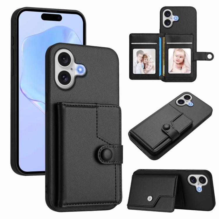 Borsa per carte con bottone RFID Custodia antifurto per telefono, For iPhone 17 Pro Max, For iPhone 17 Pro, For iPhone 17, For iPhone Air