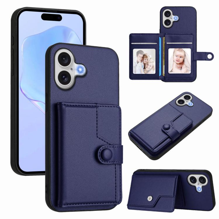 Borsa per carte con bottone RFID Custodia antifurto per telefono, For iPhone 17 Pro Max, For iPhone 17 Pro, For iPhone 17, For iPhone Air