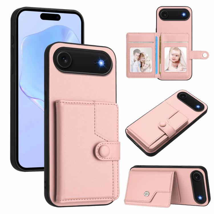 Borsa per carte con bottone RFID Custodia antifurto per telefono, For iPhone 17 Pro Max, For iPhone 17 Pro, For iPhone 17, For iPhone Air