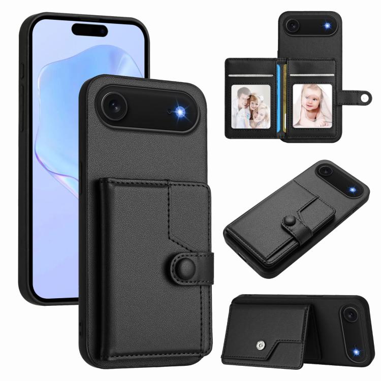 Borsa per carte con bottone RFID Custodia antifurto per telefono, For iPhone 17 Pro Max, For iPhone 17 Pro, For iPhone 17, For iPhone Air