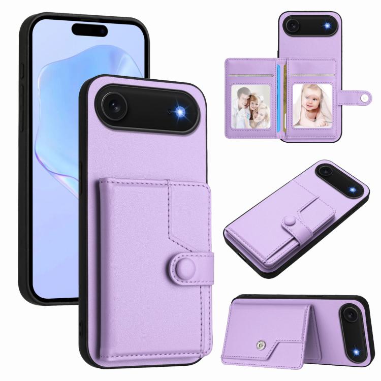 Borsa per carte con bottone RFID Custodia antifurto per telefono, For iPhone 17 Pro Max, For iPhone 17 Pro, For iPhone 17, For iPhone Air