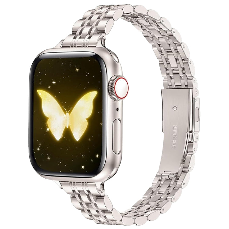Cinturino per orologio in metallo con fibbia a fionda sottile a sette perline, For Apple Watch 46mm / 49mm / 45mm / 44mm, For Apple Watch 42mm / 41mm / 40mm / 38mm