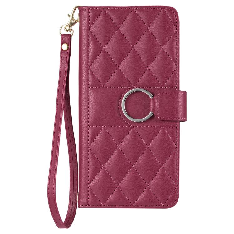 Custodia portafoglio in pelle rombica con fibbia per iPhone 17