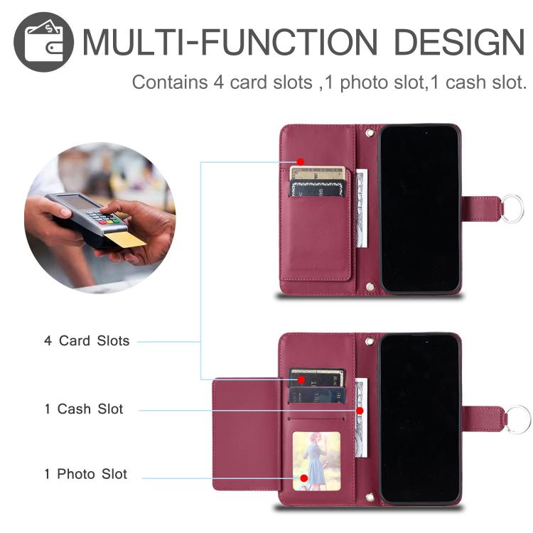 Custodia portafoglio in pelle rombica con fibbia per iPhone 17