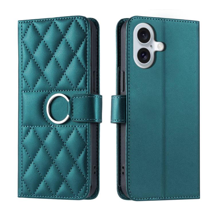 Custodia portafoglio in pelle rombica con fibbia per iPhone 17