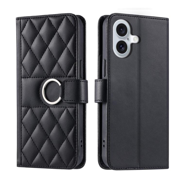 Custodia portafoglio in pelle rombica con fibbia per iPhone 17