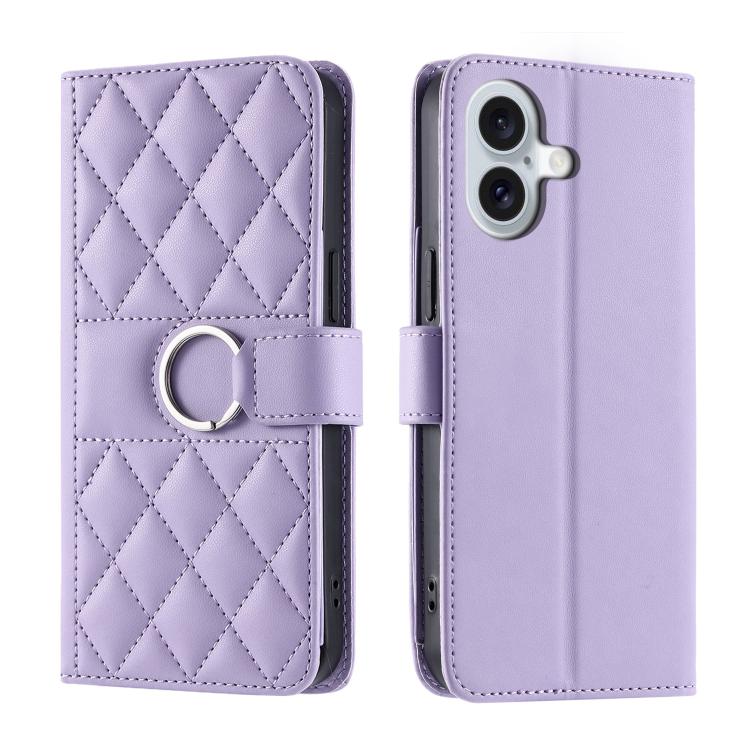 Custodia portafoglio in pelle rombica con fibbia per iPhone 17